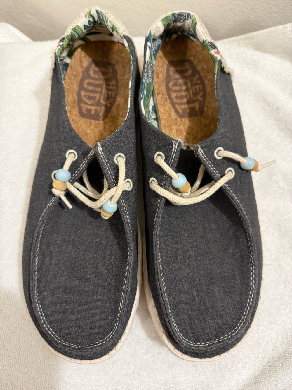 Hey Dude Dark Gray Canvas Wally Shoes with Bead Detail